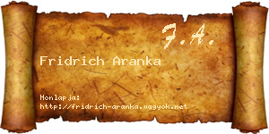 Fridrich Aranka névjegykártya